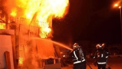 حريق هائل يلتهم عقار في المنطقة السياحية بحدائق أكتوبر