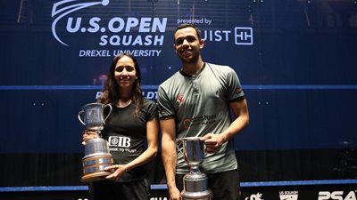 نوران جوهر ومصطفى عسل يتوجان بالألقاب في بطولة الاسكواش