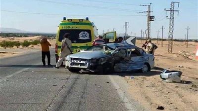 حادث تصادم يصيب 6 اشخاص فى محور الضبعة الصحراوي