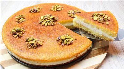 طريقة تحضير البسبوسة بدون فرن بخطوات الشيف فاطمة أبو حاتي