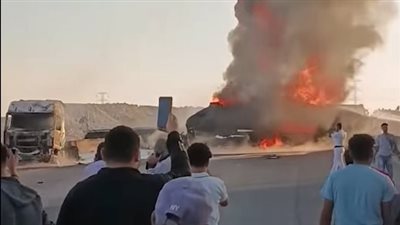 التفاصيل الأولى لحادث الطريق الإقليمي.. تصادم تريلا وانفجار مواد بترولية