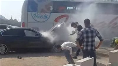 اشتعال سيارة أحمد شوبير أعلى طريق صلاح سالم