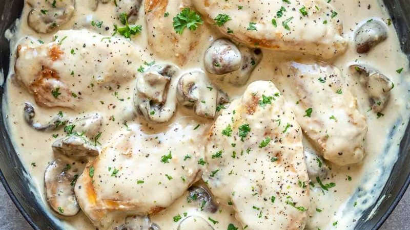 دجاج المشروم والكريمة